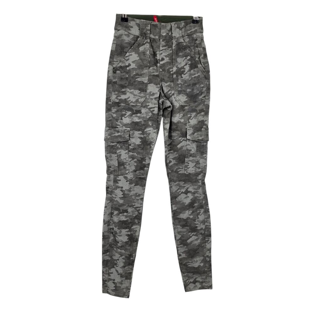 Spanx Gray Camouflage High Rise Skinny Stretch Twill Ankle Cargo Pants Size XS